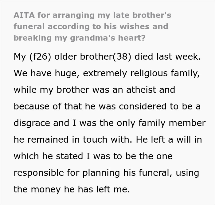 This woman was condemned by her religious family for respecting her atheist brother’s wishes