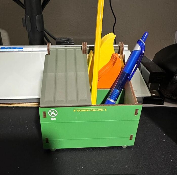 Finally, A Pencil Holder That Perfectly Captures The Chaos Of Adulting. This Dumpster Fire Desk Caddy Is Both Hilarious And Functional