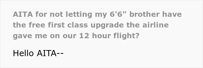 Sis Gets Free Upgrade To First Class On Her 12-Hour Flight, Family Is Mad She Didn’t Give It To Bro